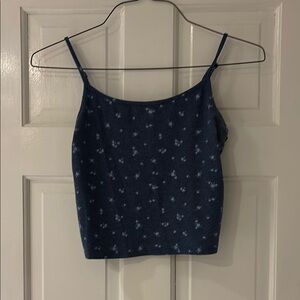 Floral Navy Blue Spaghetti Strap Top